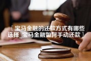 宝马金融的还款方式有哪些选择_宝马金融如何手动还款