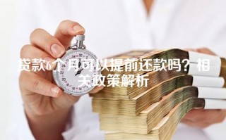 贷款6个月可以提前还款吗？相关政策解析